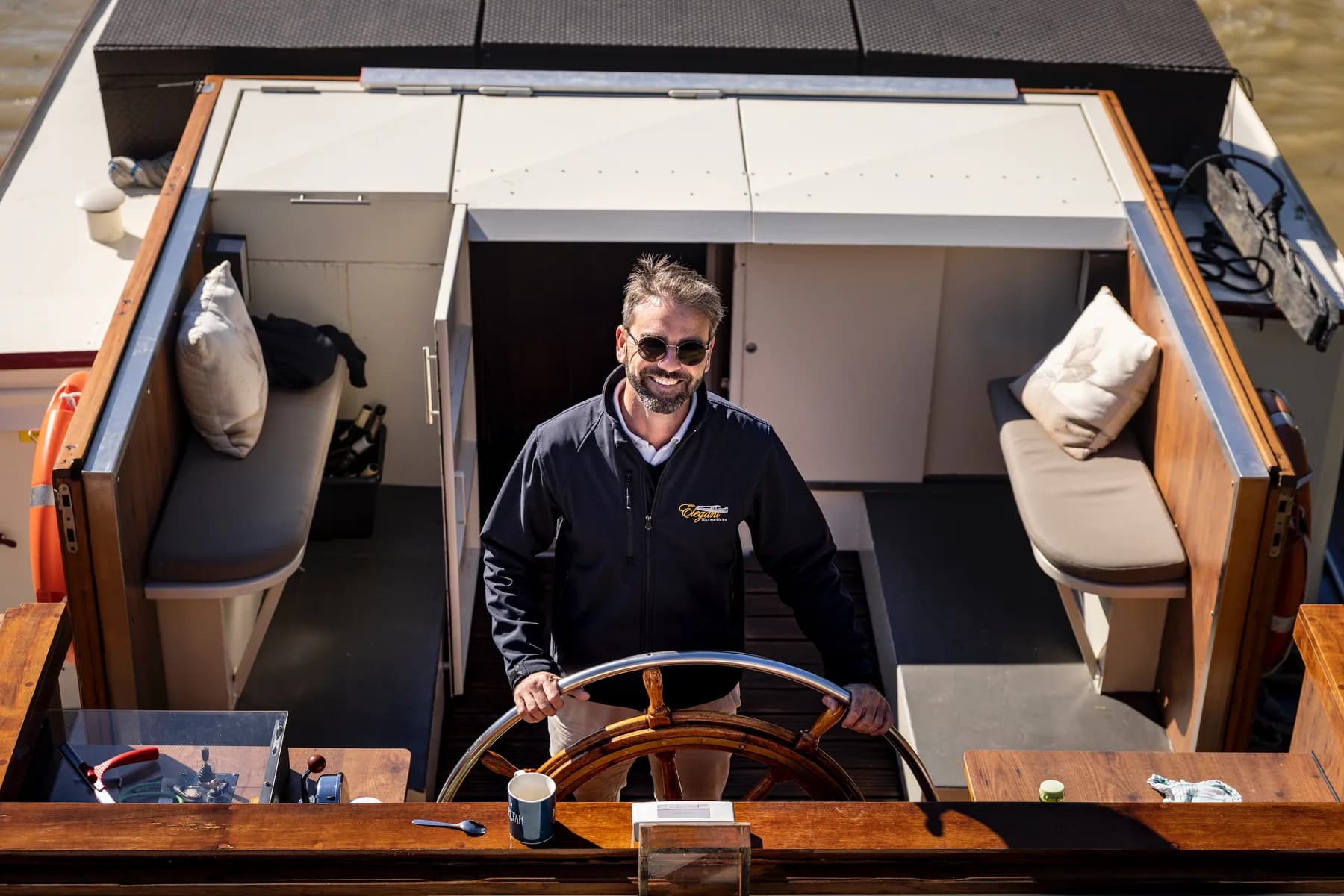 The captain at the helm