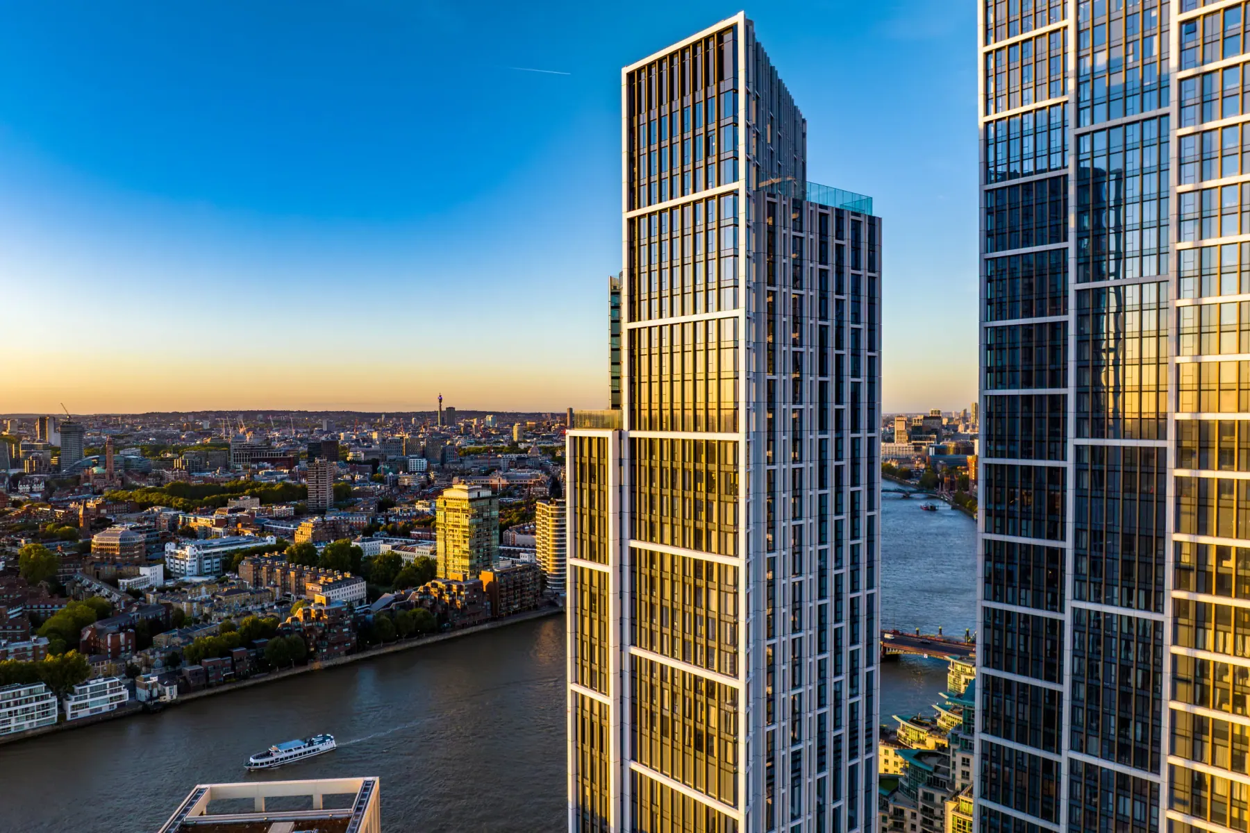 The River Tower of One Nine Elms above the Thames, home to Park Hyatt London and the residences on its upper floors.