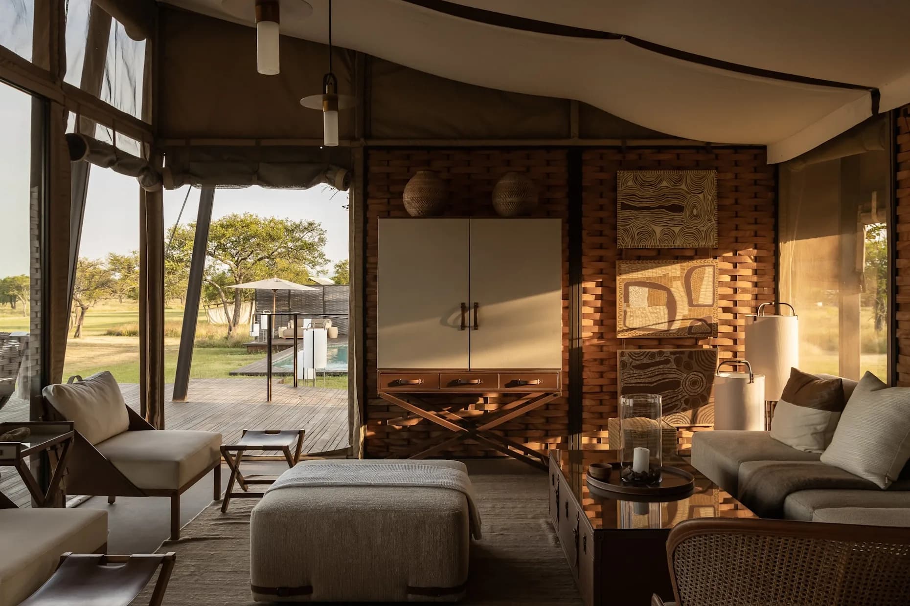 A tent at Singita Sabora Tented Camp