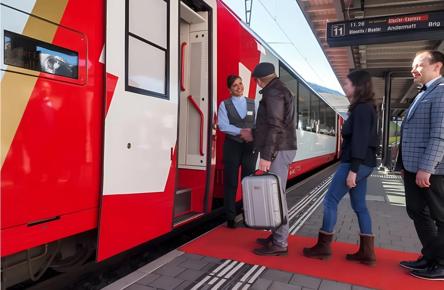 Boarding on the platform