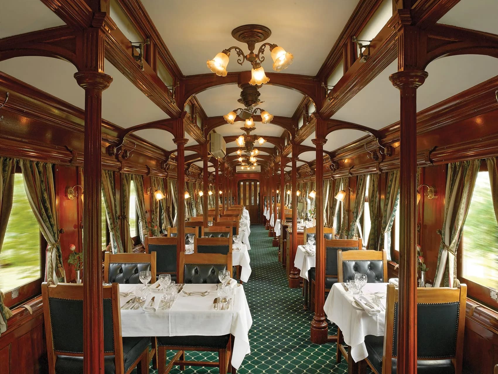 A Rovos Rail dining car