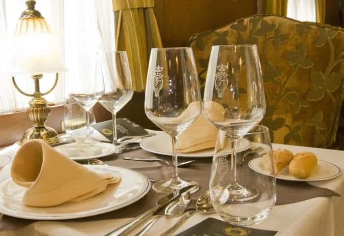 A table laid for dinner