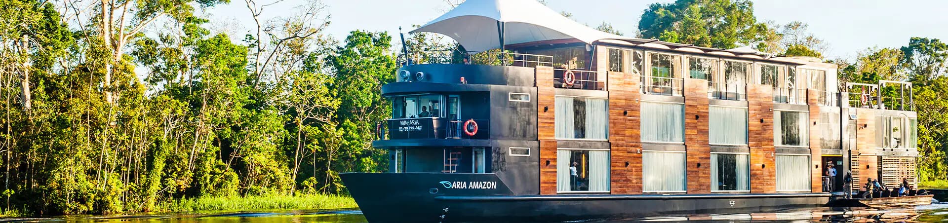 Aria Amazon by the rainforest, her name on the hull