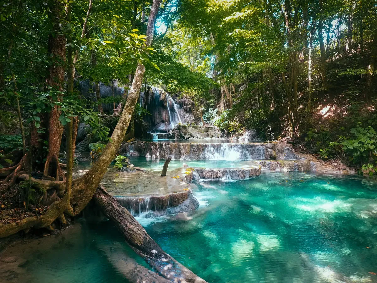 The cascading pools of the Mata Jitu waterfall on Moyo Island