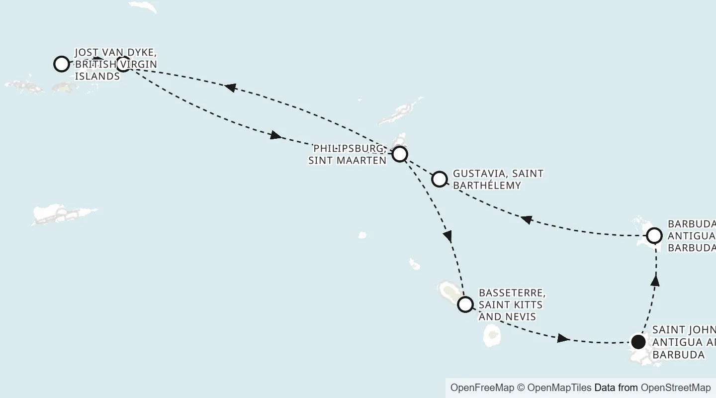 Route map: Saint John's roundtrip
