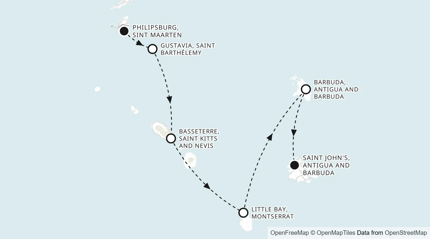 Route map: Philipsburg to Saint John's