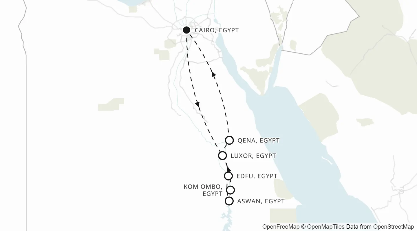 Route map: Cairo roundtrip
