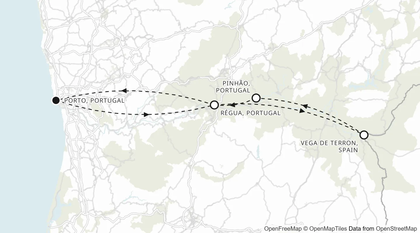 Route map: Porto roundtrip