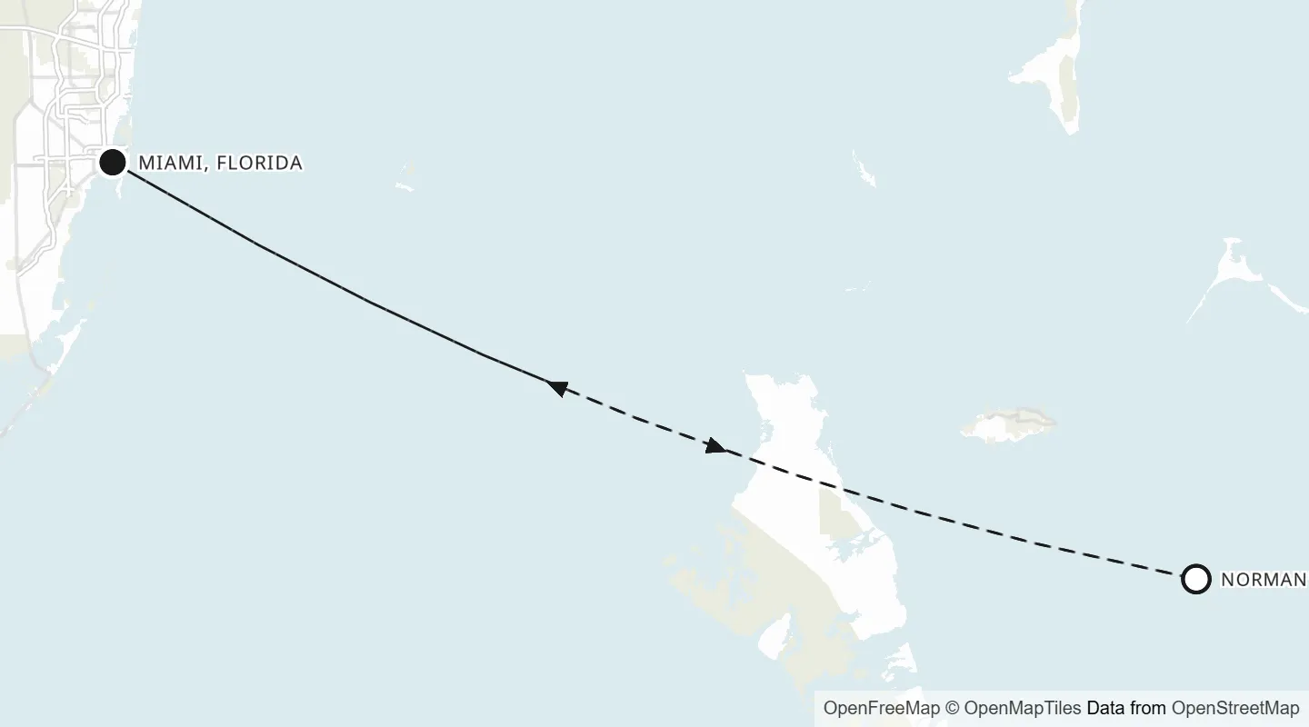 Route map: Miami roundtrip