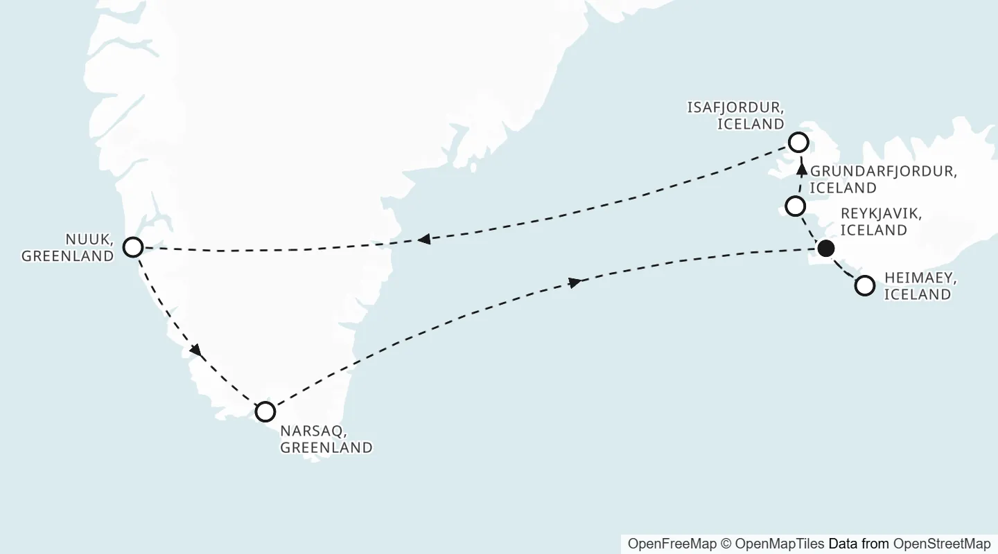 Route map: Reykjavik roundtrip