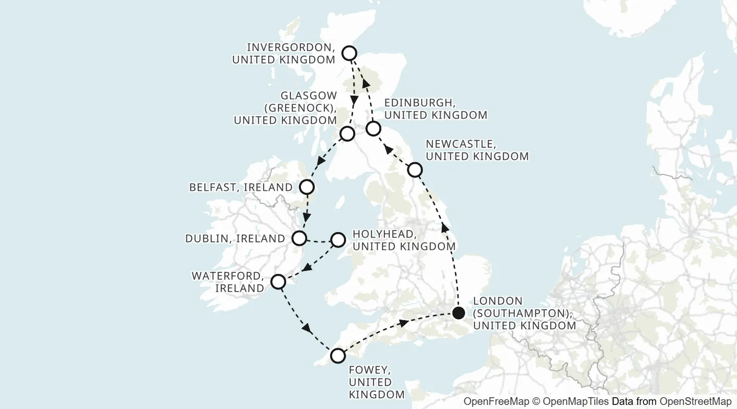 Route map: London roundtrip