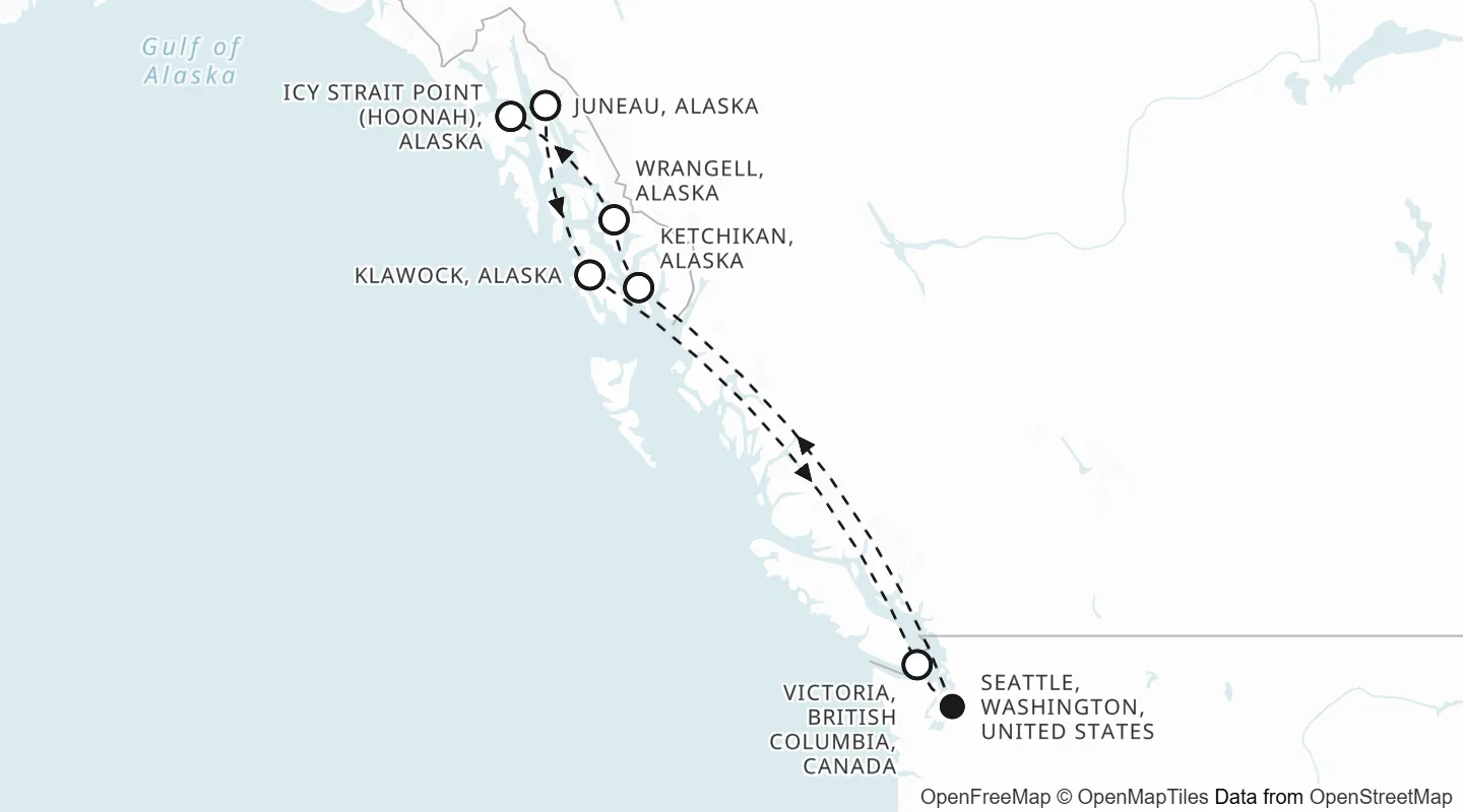 Route map: Seattle roundtrip