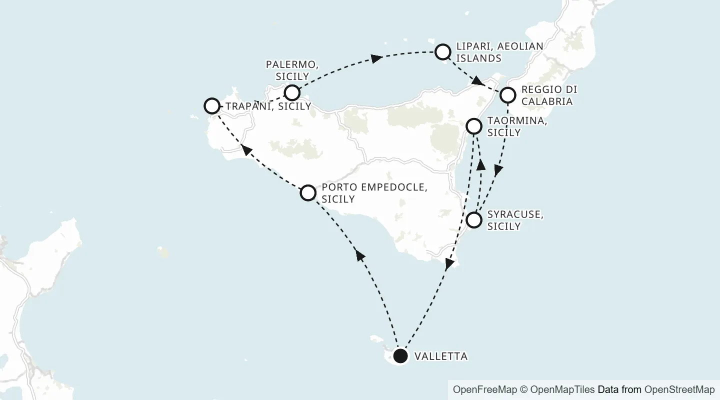 Route map: Valletta roundtrip