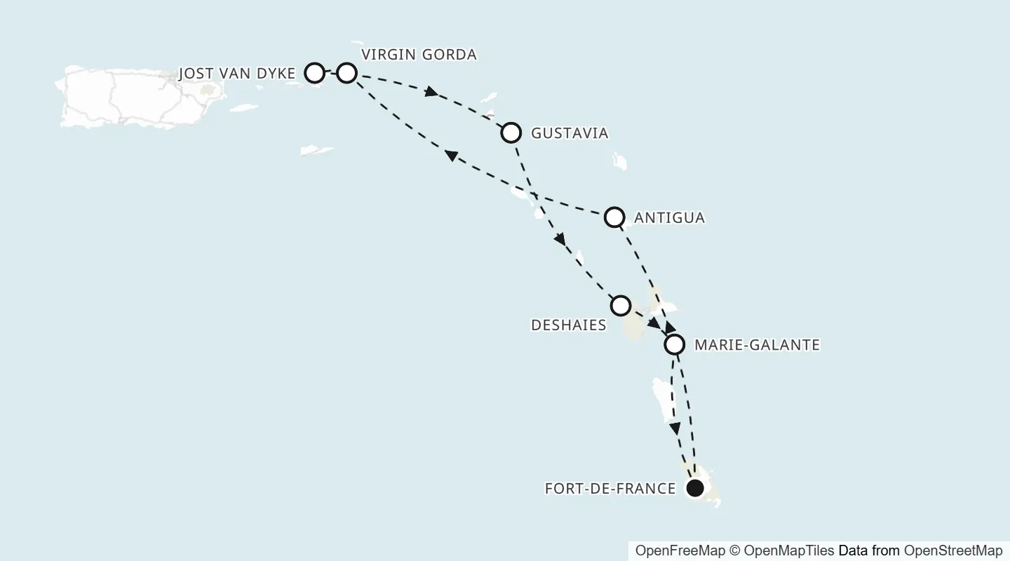 Route map: Fort-de-France roundtrip