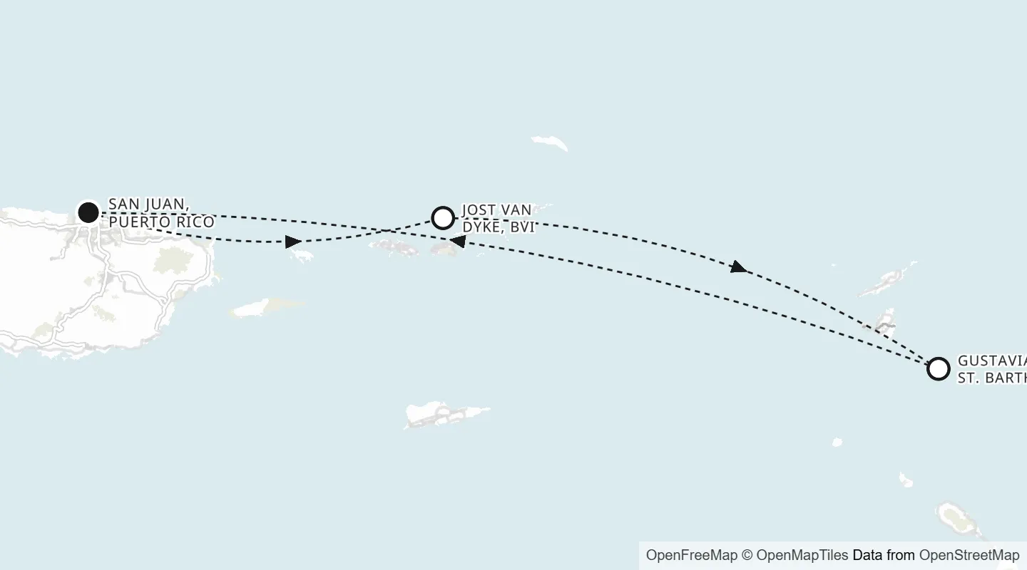 Route map: San Juan roundtrip