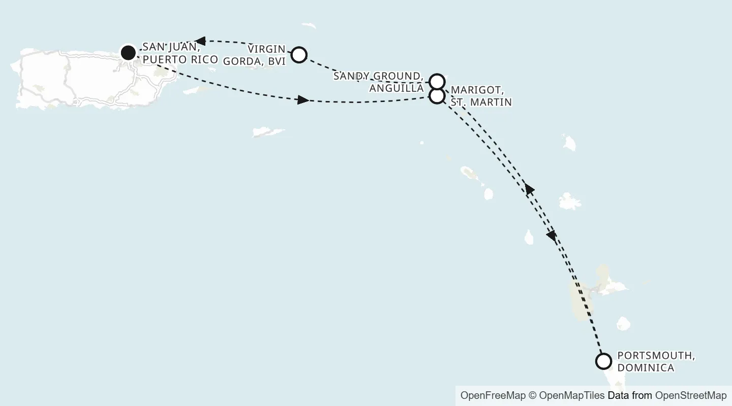 Route map: San Juan roundtrip