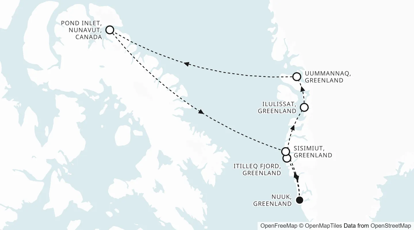 Route map: Nuuk roundtrip