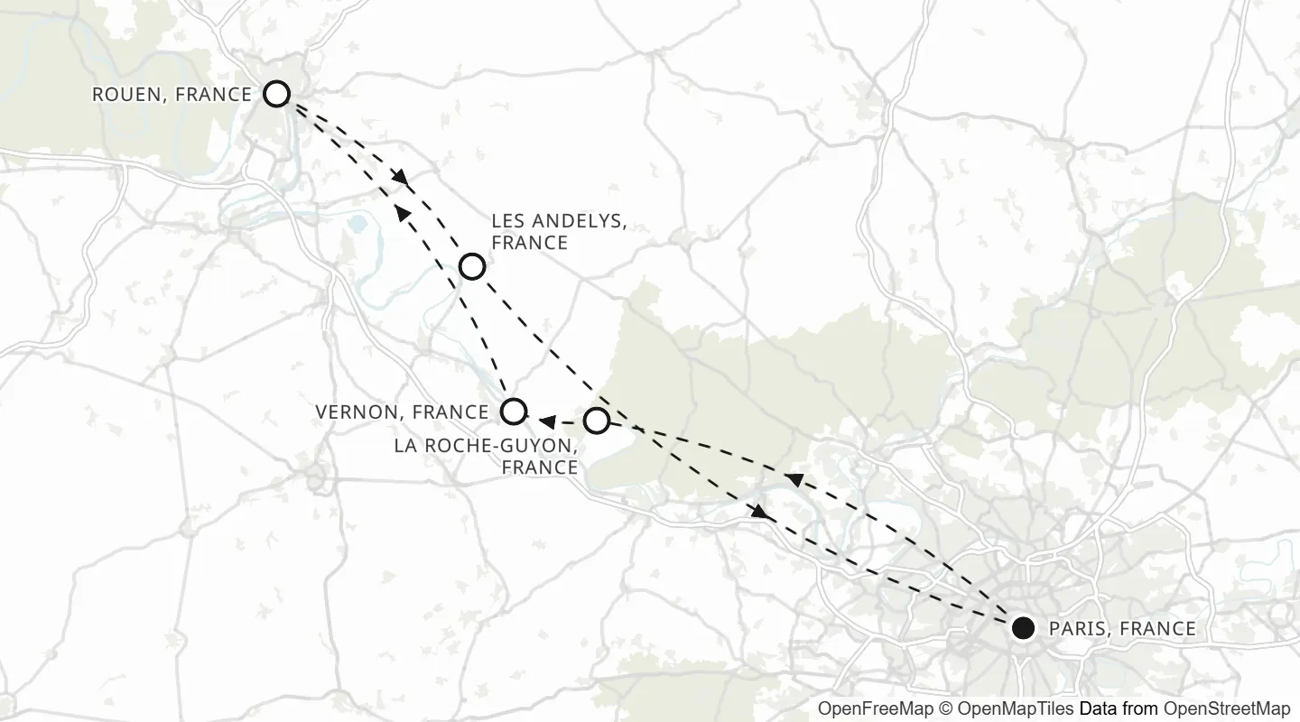 Route map: Paris roundtrip