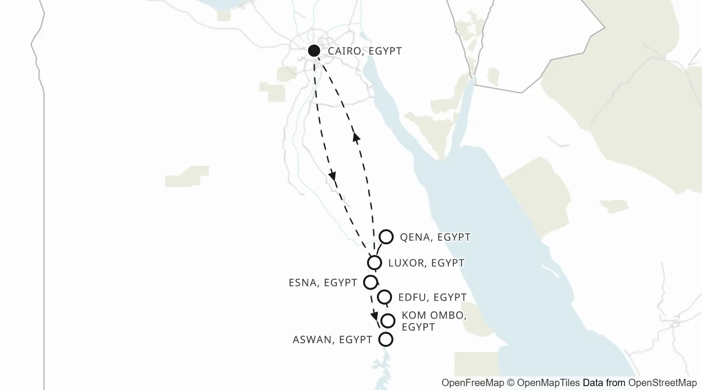 Route map: Cairo roundtrip