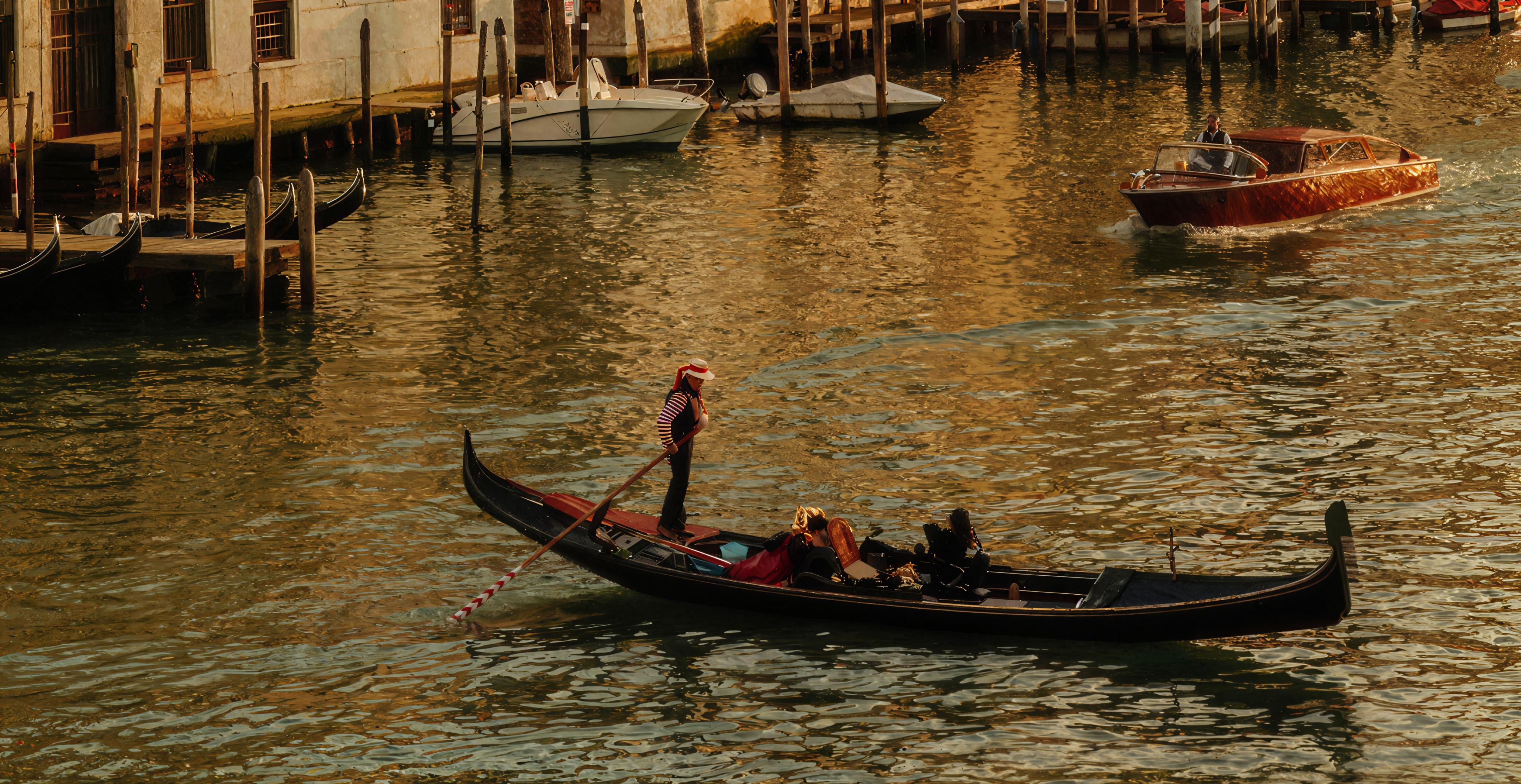 Venice gondola at golden hour