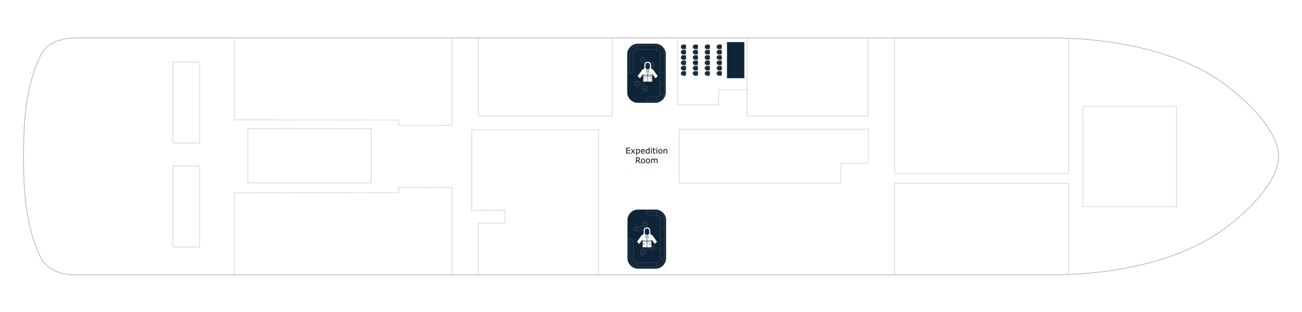 Deck 3 plan of Le Commandant Charcot, showing the Expedition Room midship